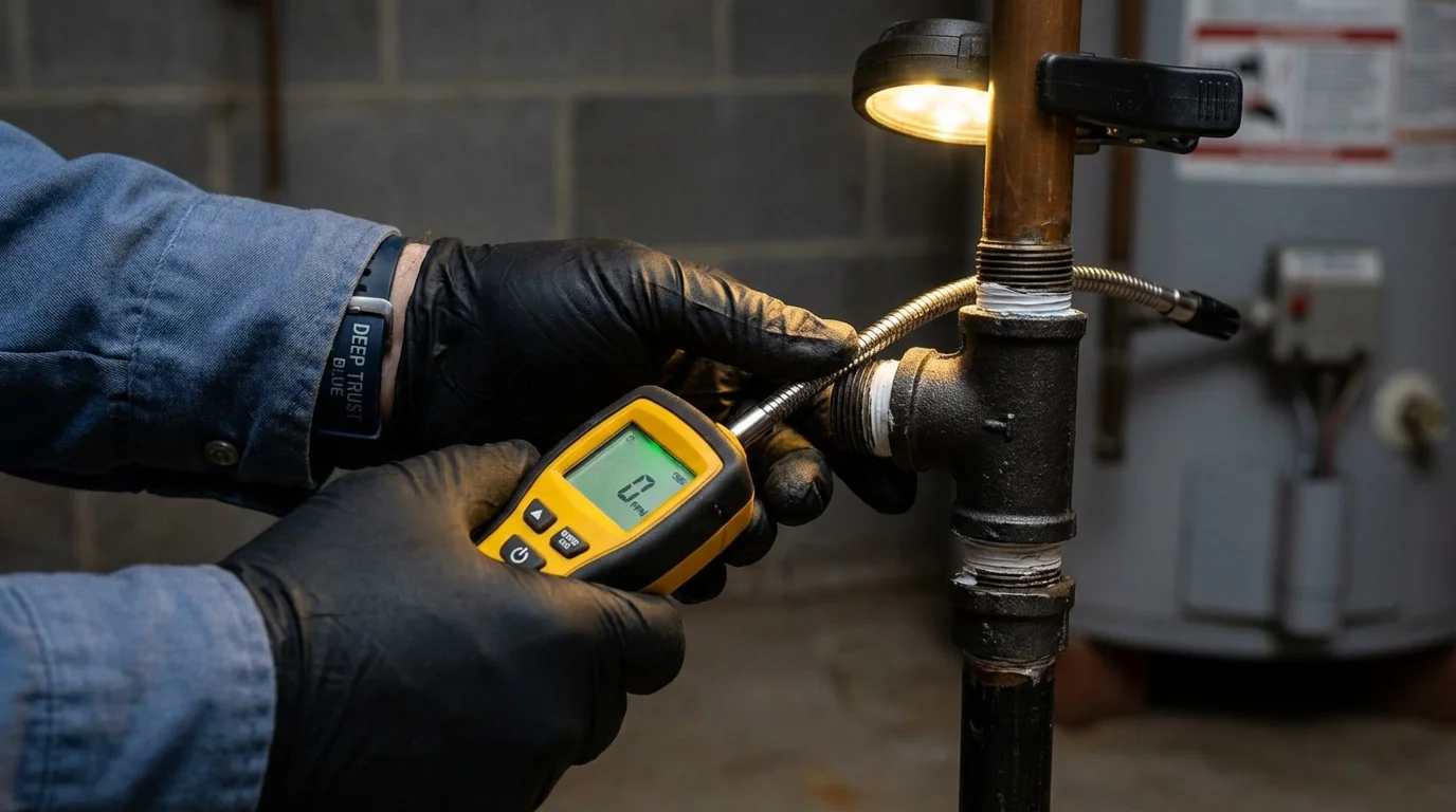 Gas leak detection with electronic sniffer by Johns Plumbing LLC in Laguna