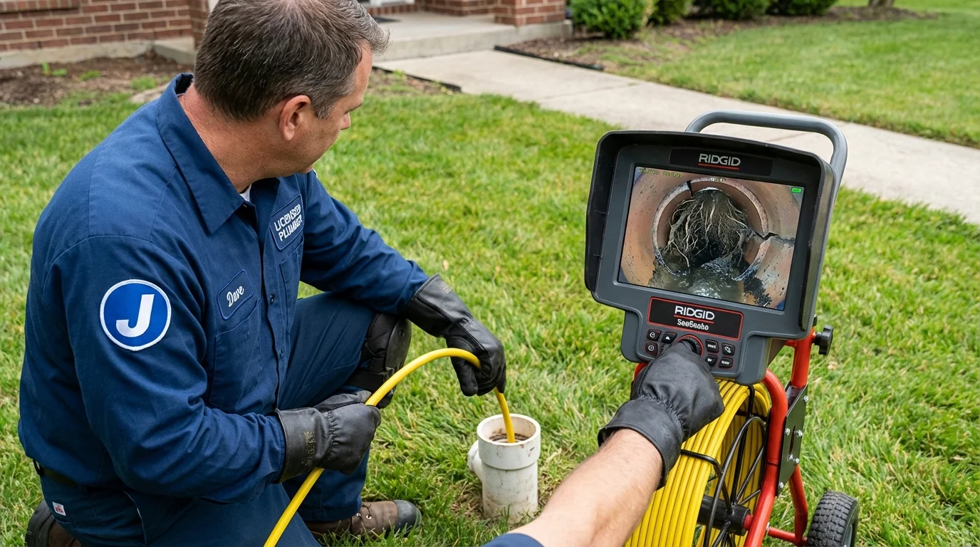 Sewer camera inspection being performed by Johns Plumbing LLC in Laguna
