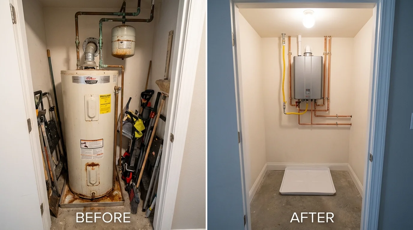 Tank water heater versus wall-mounted tankless unit comparison for Laguna, NM homeowners