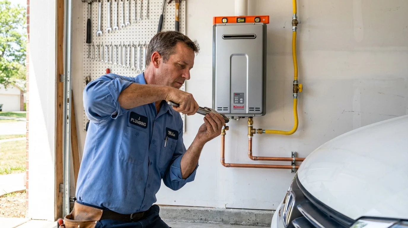 Tankless water heater installation by a Johns Plumbing LLC plumber in Laguna
